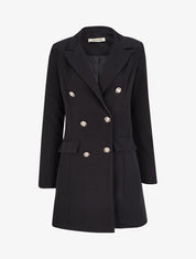 Blazer extra long style officier - Noir - 1