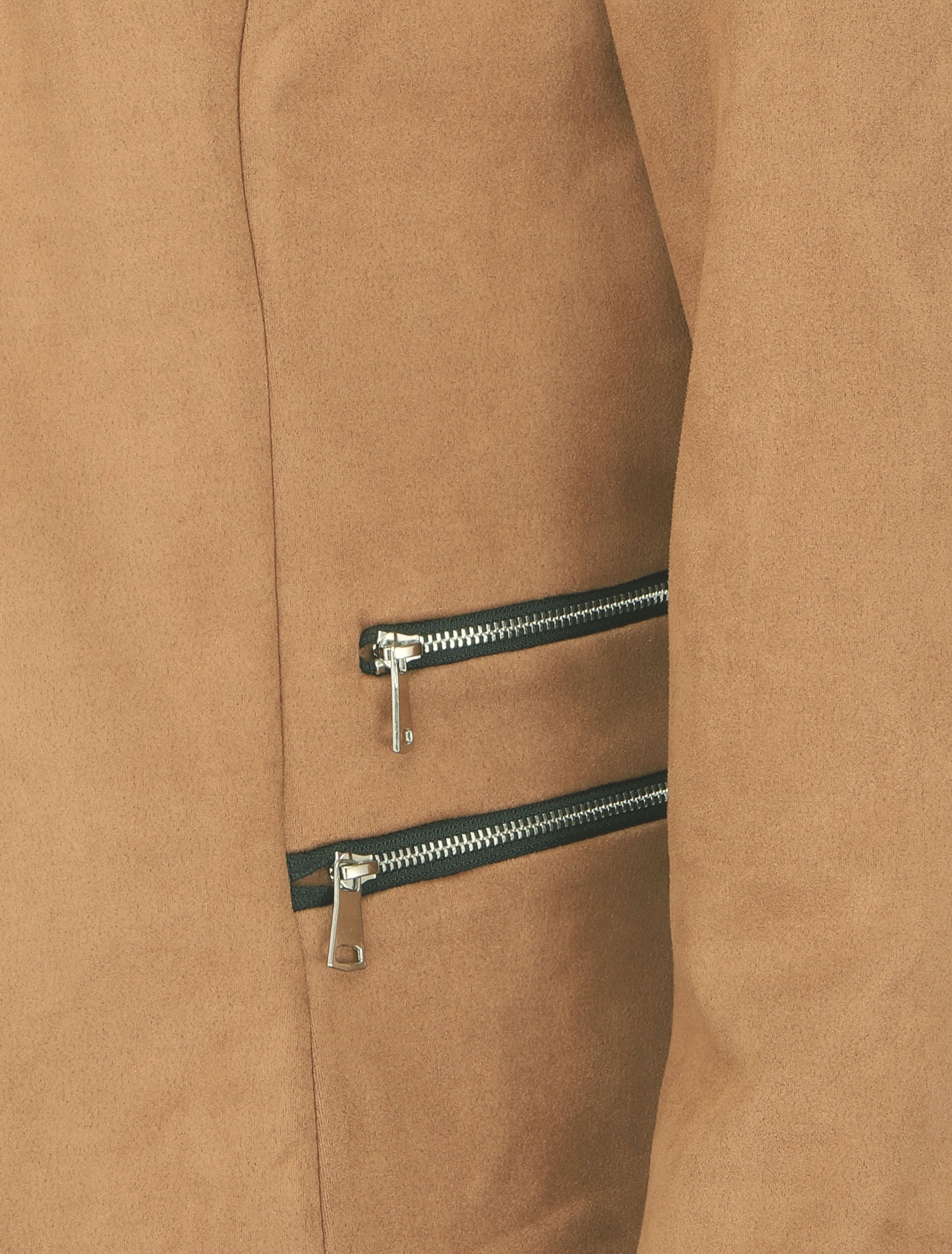 Veste ouverte en suédine à poches zippées en trompe l&