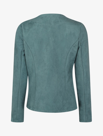 Veste ouverte en suédine à poches zippées en trompe l&