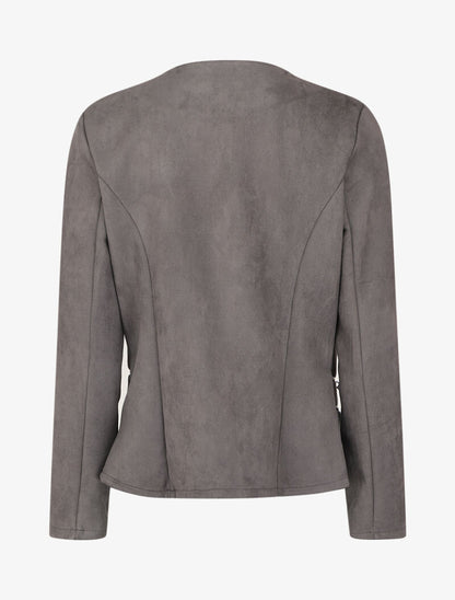 Veste ouverte en suédine à poches zippées en trompe l&
