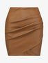 Mini jupe portefeuille en simili - Camel - 1