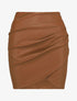 Mini jupe portefeuille en simili - Marron - 4
