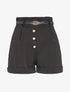 Short taille haute à boutons stylisés - Noir - 1