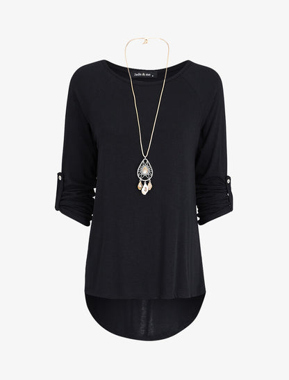 Tunique oversize avec sautoir - Noir - 6