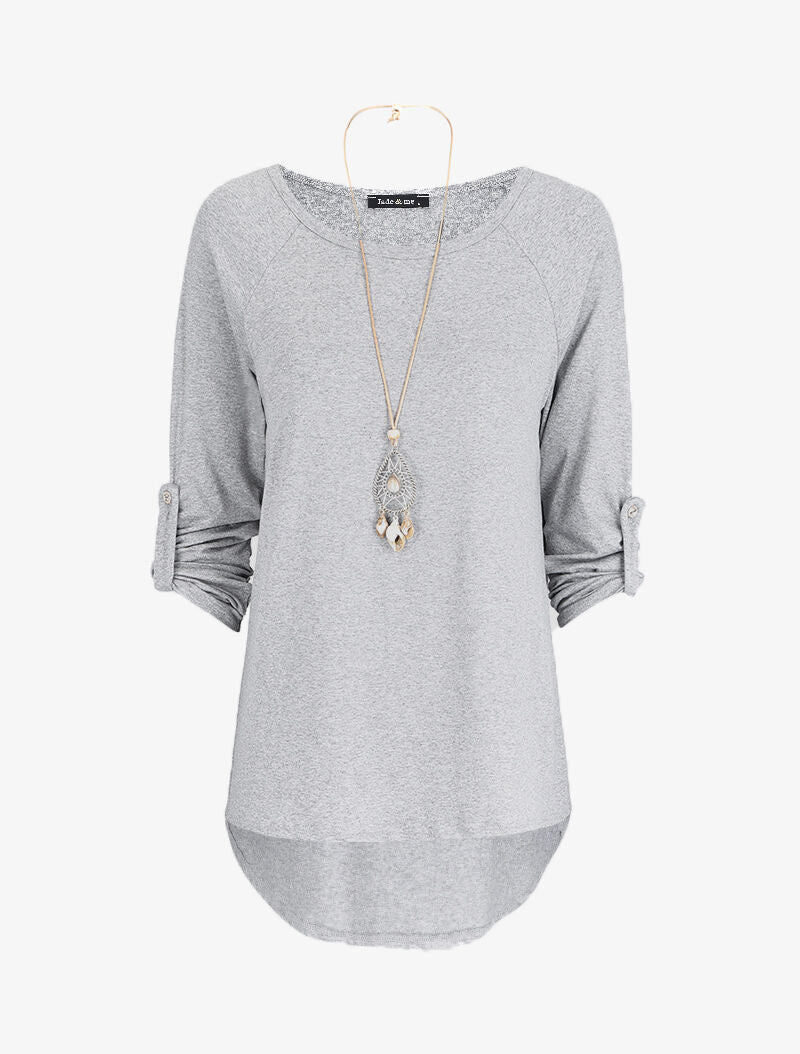Tunique oversize avec sautoir - Gris clair - 4