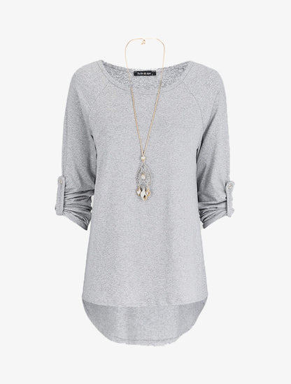 Tunique oversize avec sautoir - Gris clair - 4