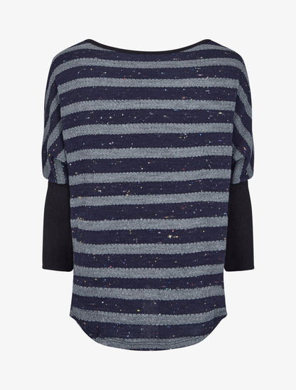 Pull marinière dolman à dos long - Marine - 2