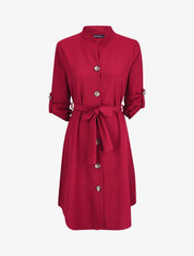Robe chemise unie - Bordeaux - 1