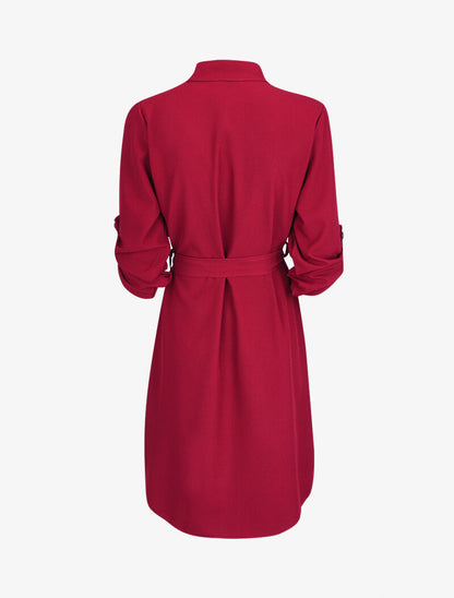 Robe chemise unie - Bordeaux - 2