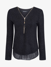 Pull en maille douce à doublure voile - Noir - 1