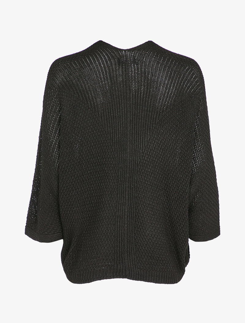 Gilet ouvert oversize à manches dolman - Noir - 2