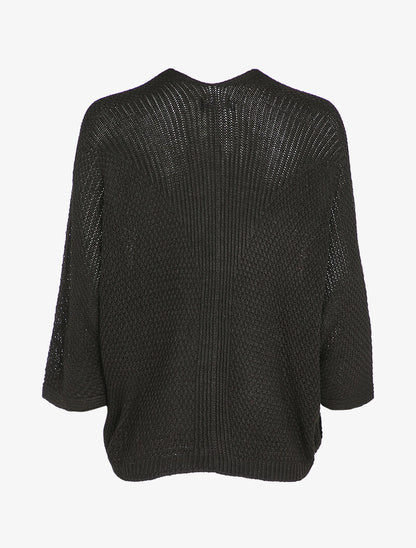 Gilet ouvert oversize à manches dolman - Noir - 2