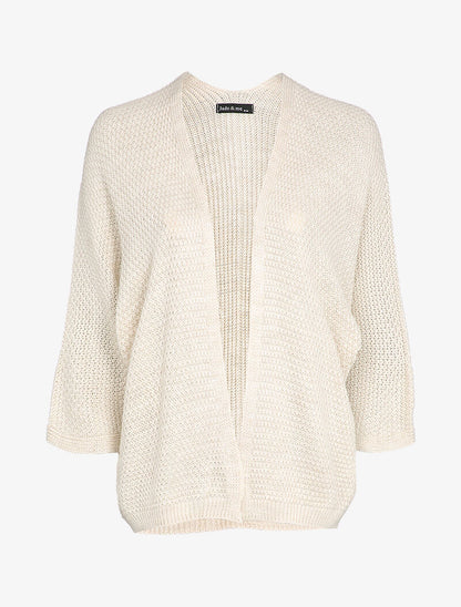 Gilet ouvert oversize à manches dolman - Écru - 1
