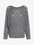 Pull oversize en maille ajourée et manches dolman - Gris foncé - 4