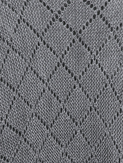 Pull oversize en maille ajourée et manches dolman - Gris foncé - 3