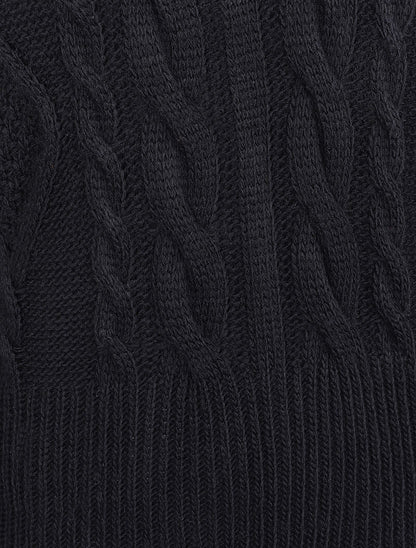 Robe pull à maille torsadée - Noir - 3