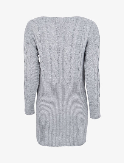 Robe pull à maille torsadée - Gris foncé - 2