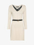 Robe pull à col V en dentelle - Beige - 4