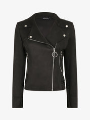 Perfecto en suédine à fausses poches zippées - Noir - 3