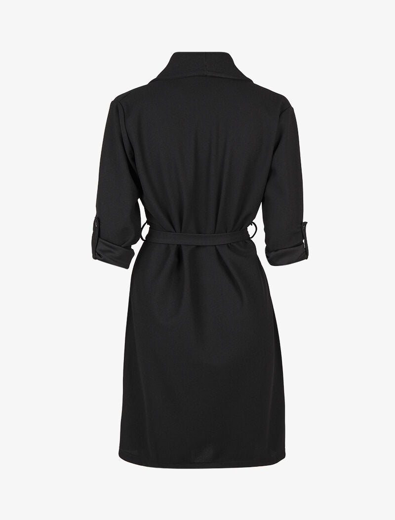Veste longue à col châle et pans biseautés - Noir - 2