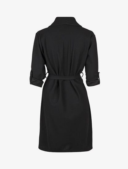 Veste longue à col châle et pans biseautés - Noir - 2