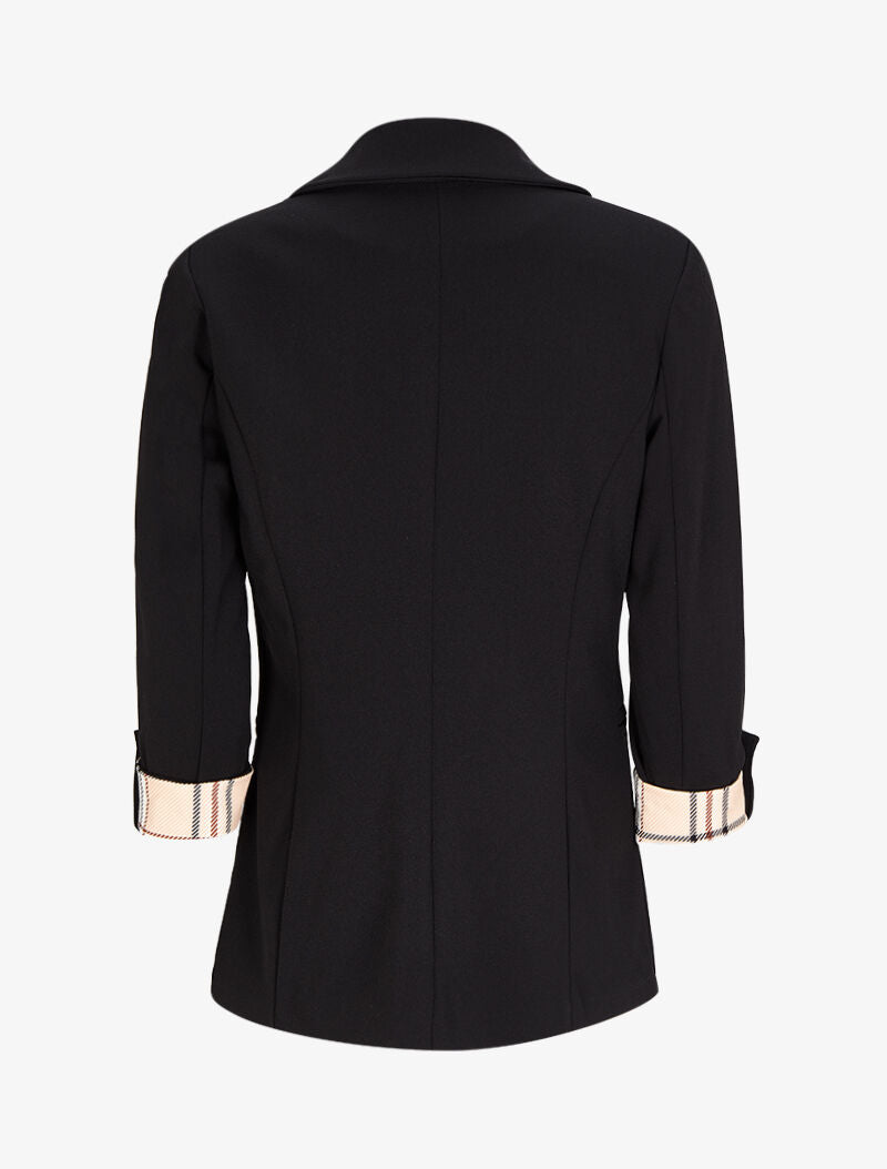 Blazer droit à ourlets imprimés - Noir - 2