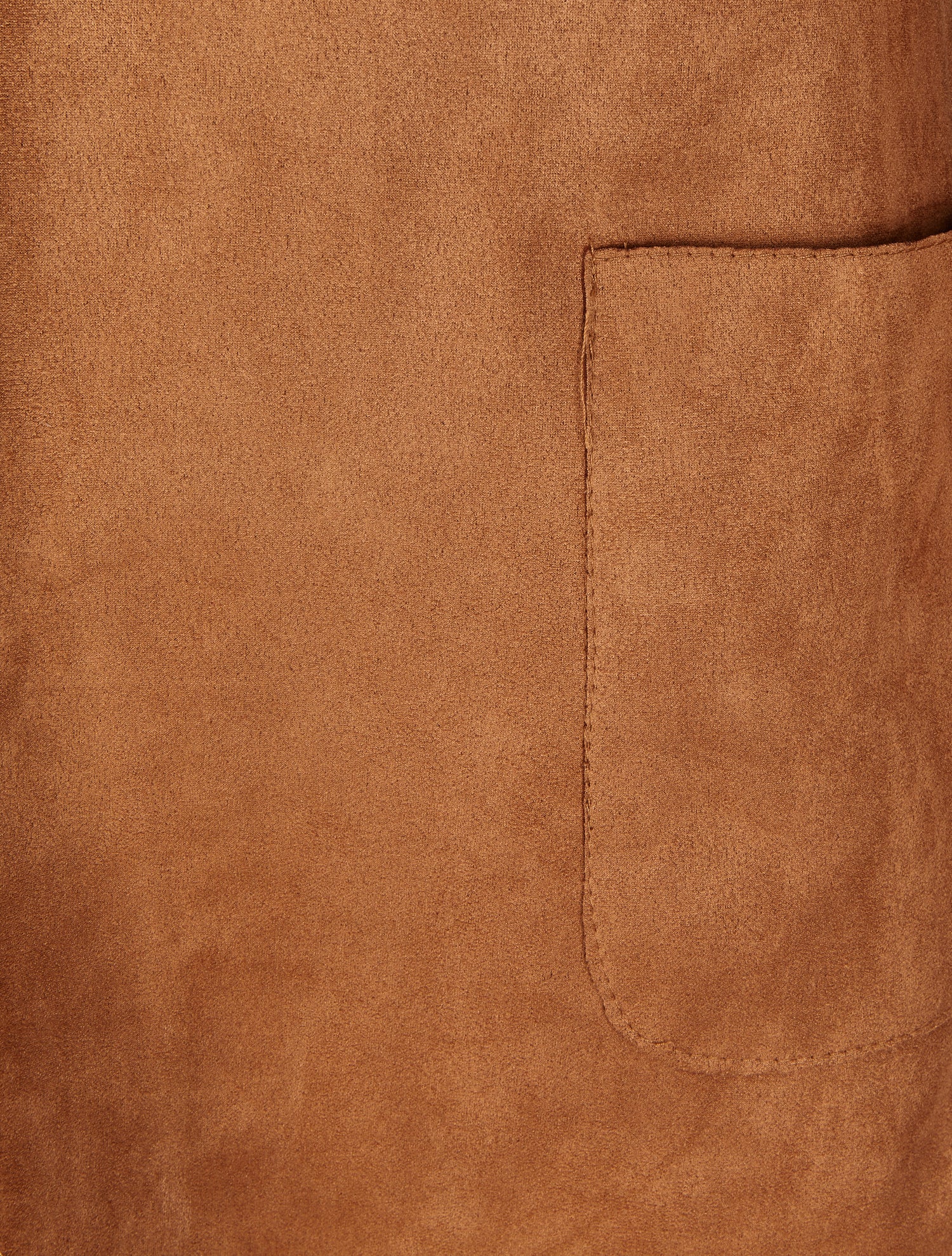 Veste ouverte mi-longue en suédine - Camel - 3