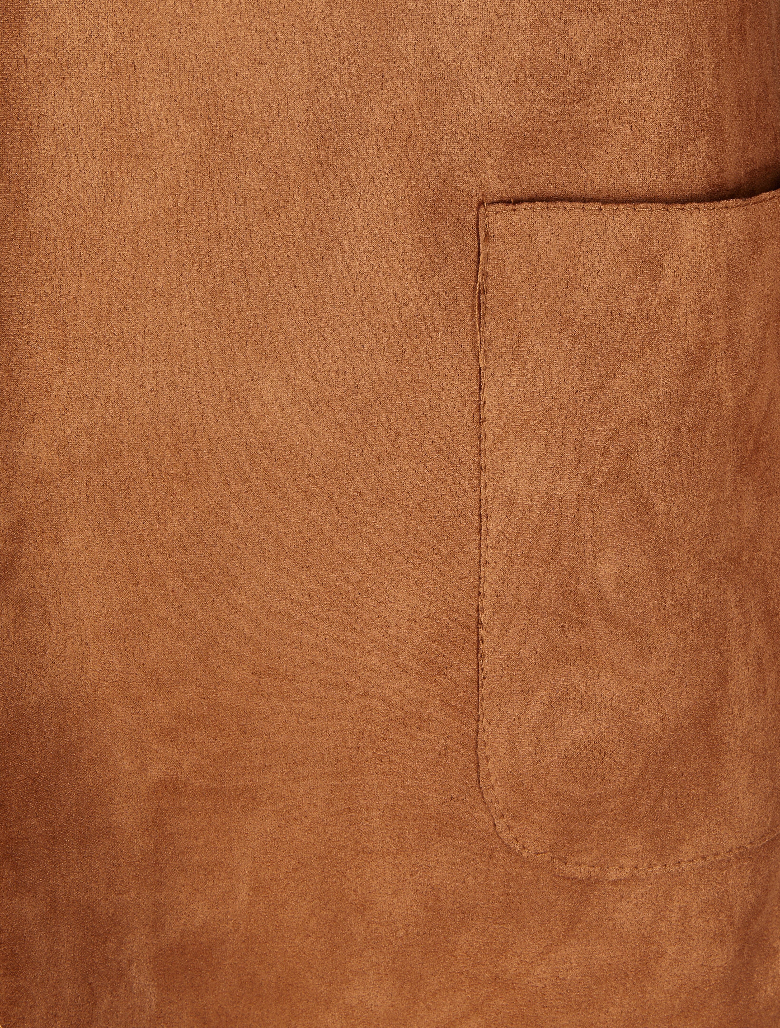 Veste ouverte mi-longue en suédine - Camel - 3