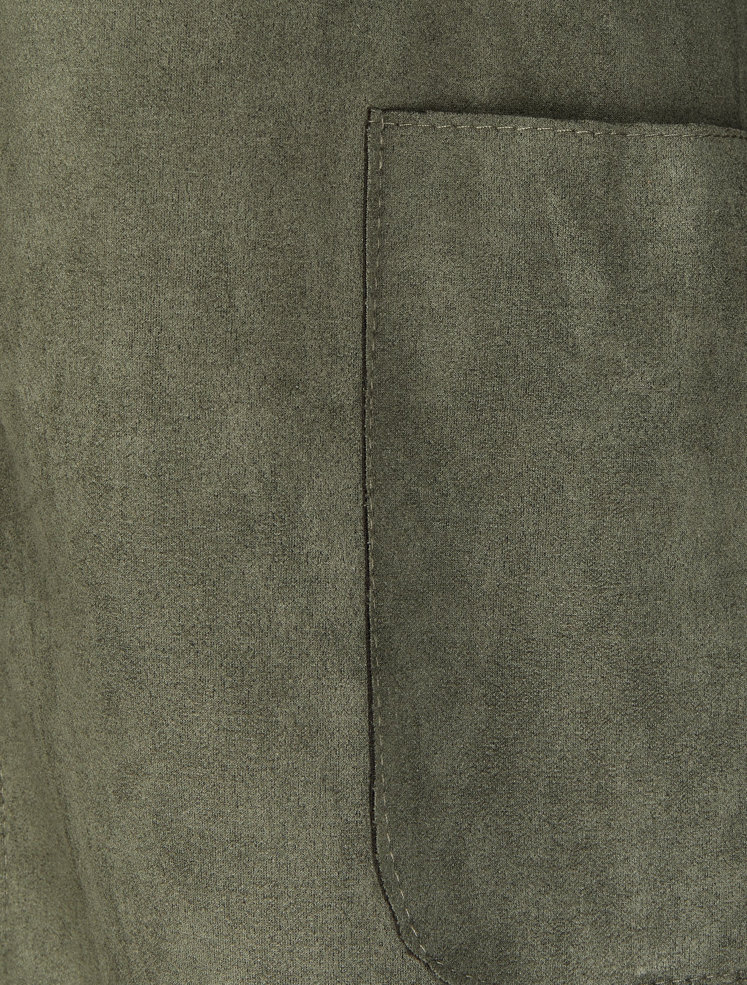 Veste ouverte mi-longue en suédine - Kaki - 3