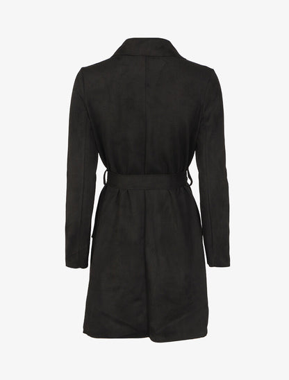 Veste style trench en suédine - Noir - 2