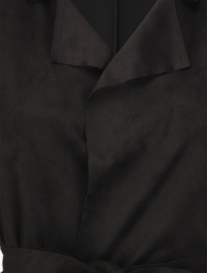 Veste style trench en suédine - Noir - 3