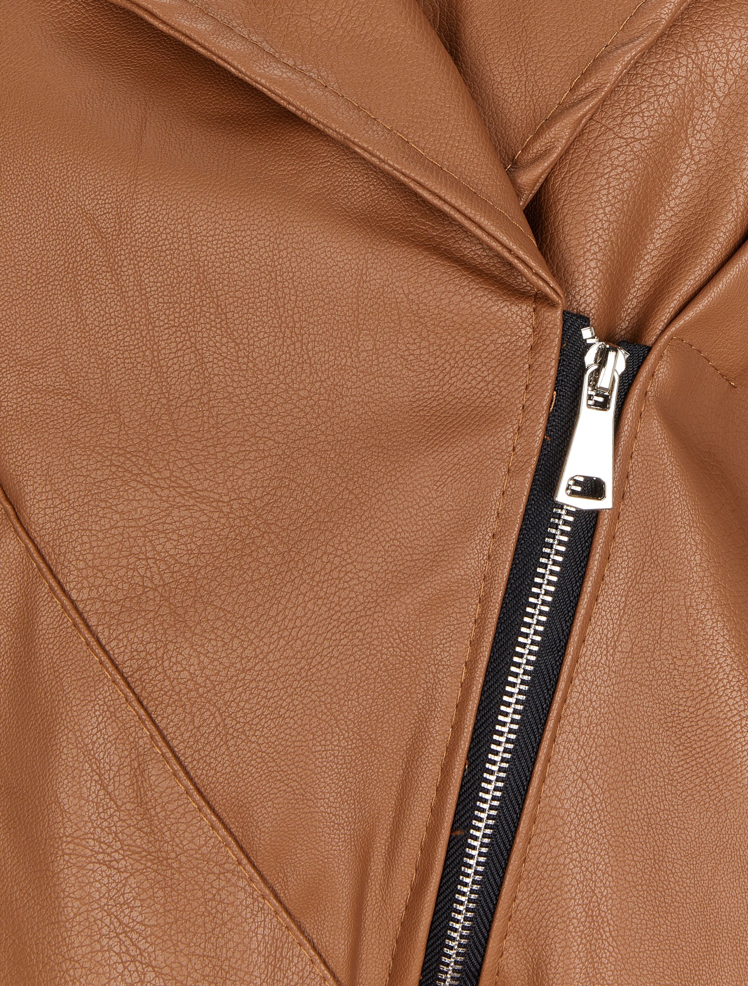 Veste style perfecto en simili à col large - Camel - 3