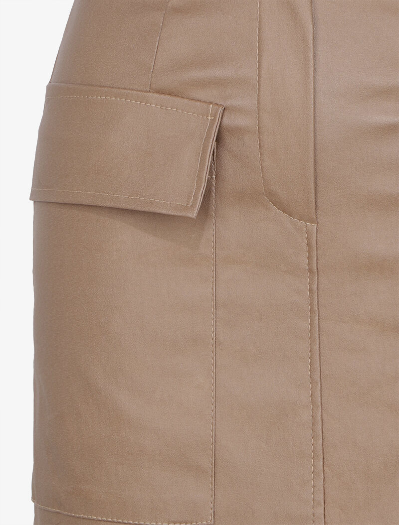 Mini jupe enduit à poches plaquées - Beige - 3