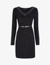Robe pull à col V satiné - Noir - 1