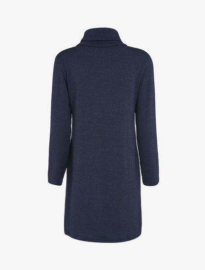 Robe pull oversize à col zippé stylisé - Bleu marine - 2