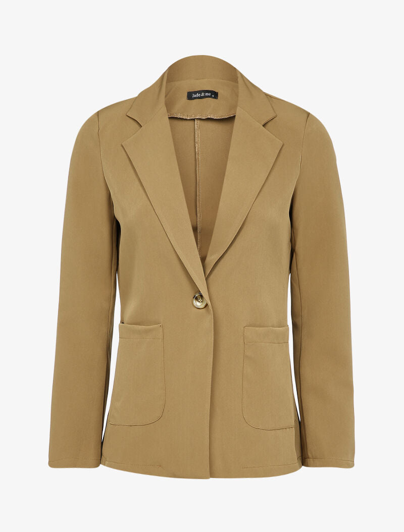 Veste fluide à poches plaquées et épaulettes - Camel - 1
