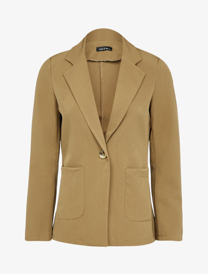 Veste fluide à poches plaquées et épaulettes - Camel - 1