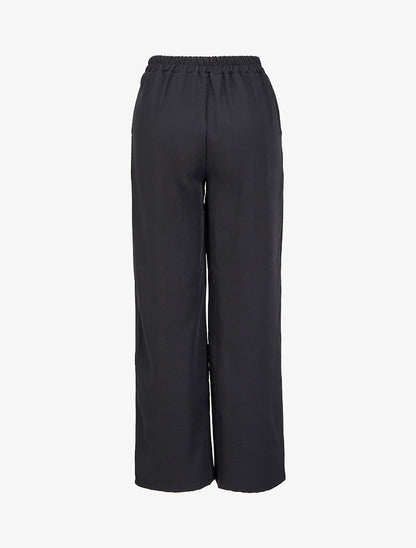 Pantalon droit à taille élastiquée - Noir - 2