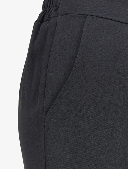 Pantalon droit à taille élastiquée - Noir - 3