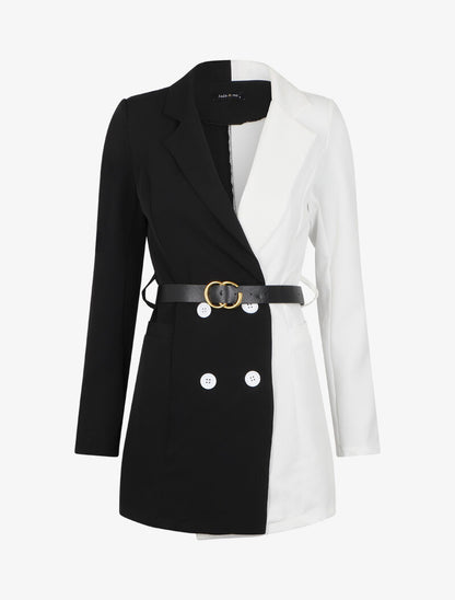 Veste color block oversize - Noir/blanc - 1