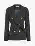 Blazer oversize à boutons stylisés et ceinture - Noir - 4