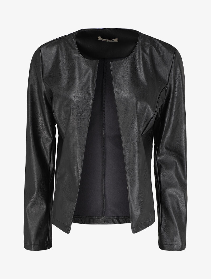 Veste en simili ouverte - Noir - 1