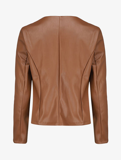 Veste en simili ouverte - Camel - 2