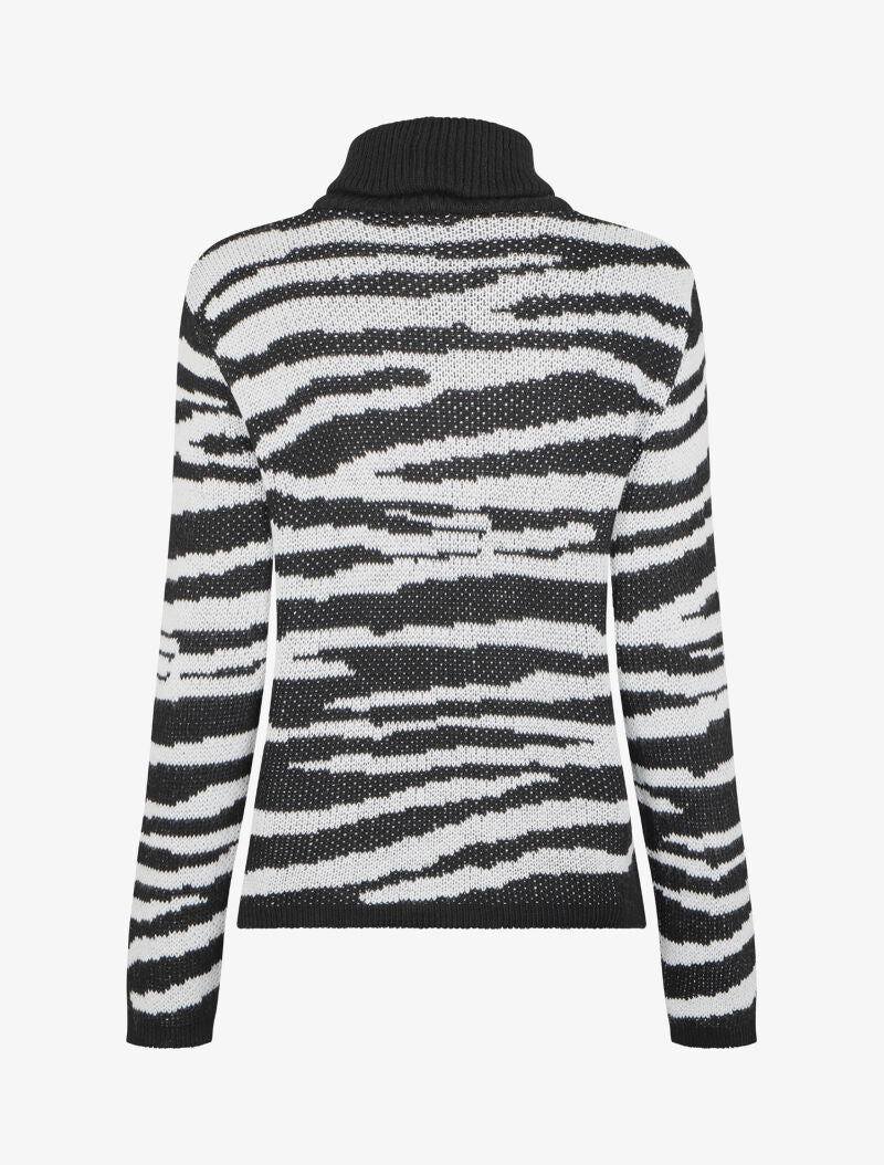 Pull à col roulé imprimé zèbre - Noir - 2
