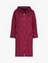 Manteau mi-long à capuche et manches à revers - Bordeaux - 1