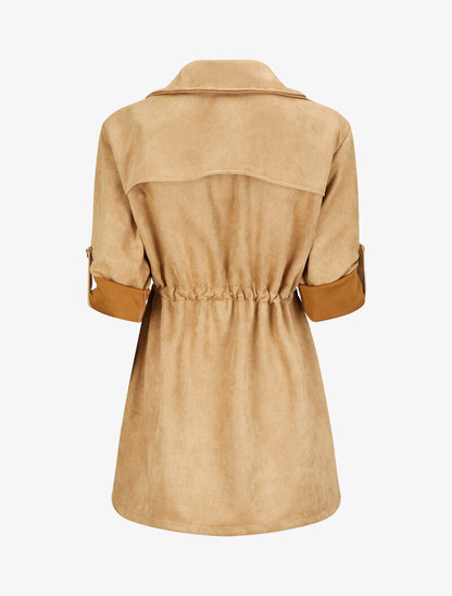Veste en suédine à manches coudées ajustables - Camel - 2