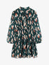 Robe à col lavallière et imprimé léopard stylisé - Vert sapin - 1