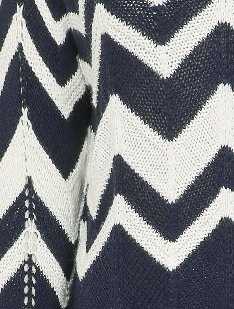 Pull en maille à motif zig zag - Marine - 3
