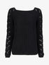 Pull en maille épaisse à manches effet tressé - Noir - 1