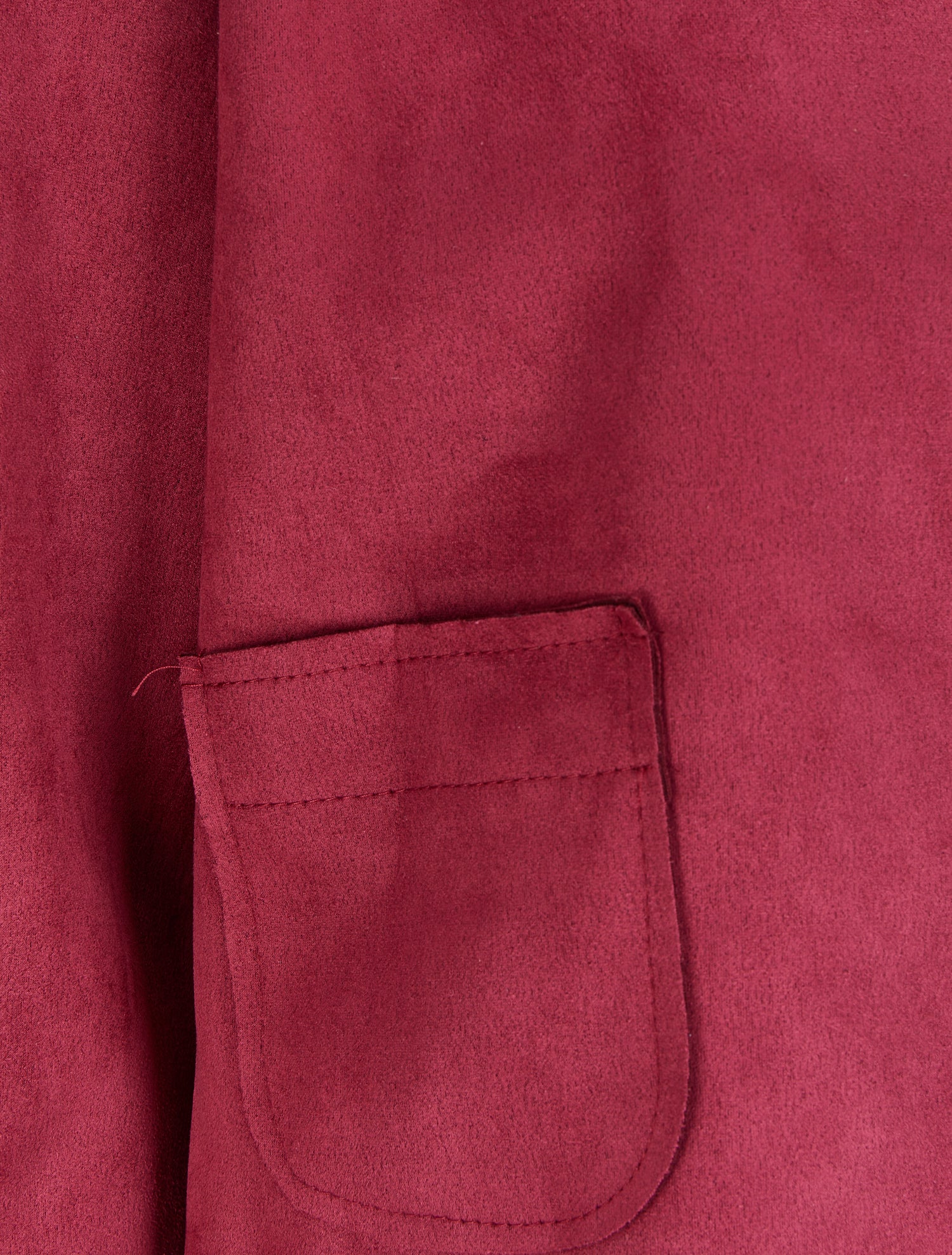 Veste courte et ouverte en suédine à poches plaquées - Rouge - 3